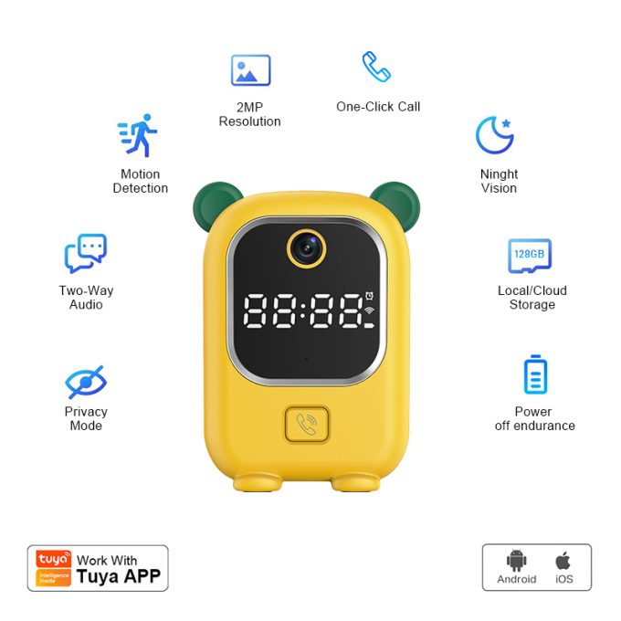 Obvious 1296P Security Camera Baby Movement Monitor with Digital Display for Home Security that connect to your phone