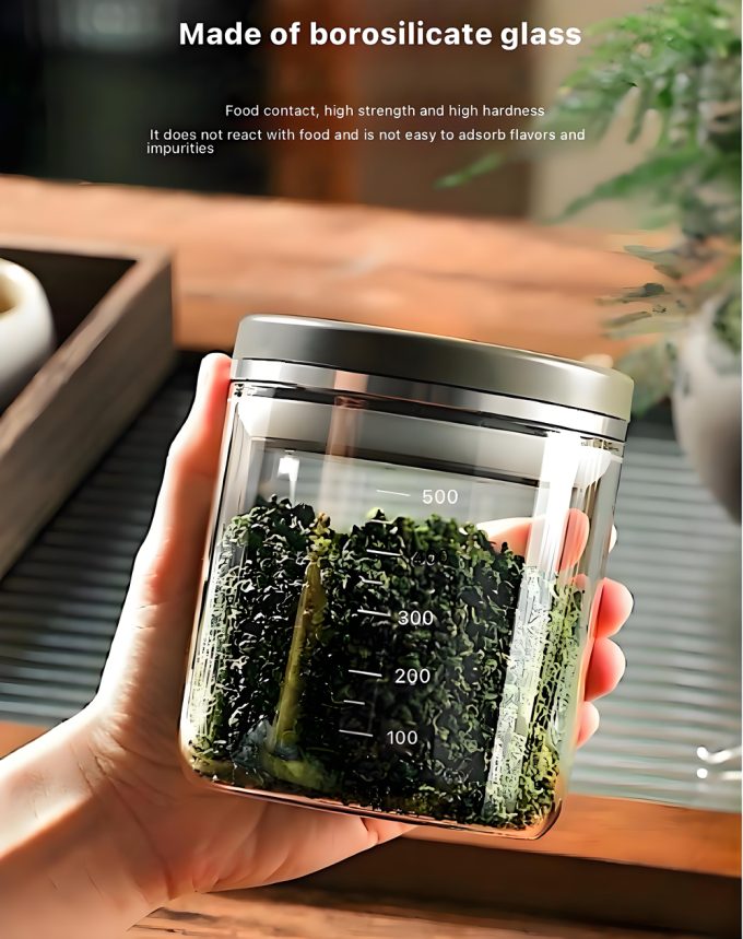 Glass Coffee Canister with Airtight Lid Vacuum Seal Cafe Beans Containers Jars Kitchen Food Storage Tanks for Sugar,Candy,Spices,Oats,Pasta