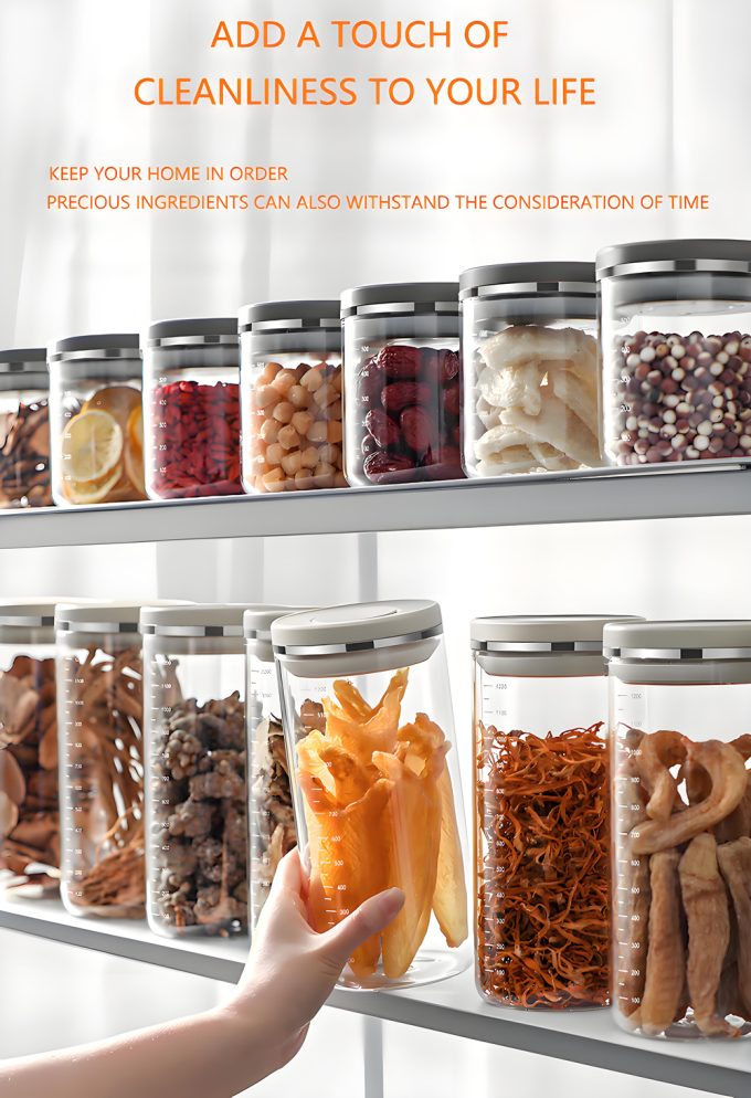 Glass Coffee Canister with Airtight Lid Vacuum Seal Cafe Beans Containers Jars Kitchen Food Storage Tanks for Sugar,Candy,Spices,Oats,Pasta