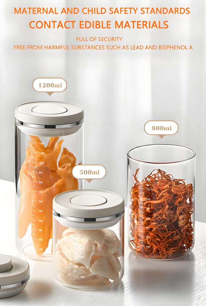 Glass Coffee Canister with Airtight Lid Vacuum Seal Cafe Beans Containers Jars Kitchen Food Storage Tanks for Sugar,Candy,Spices,Oats,Pasta